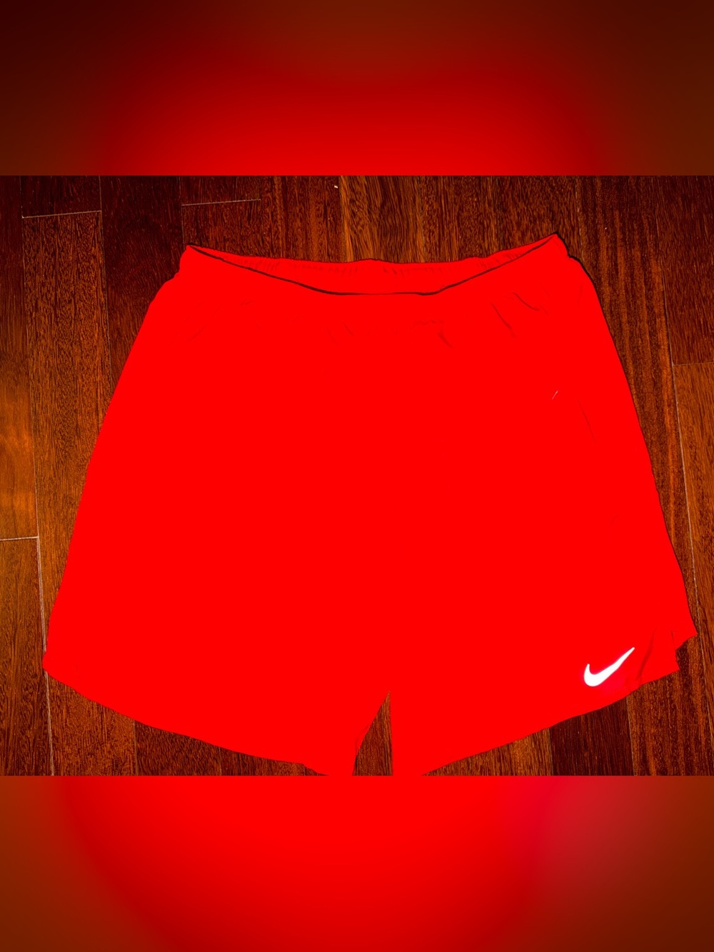 Nike Red Athletic Shorts with White Swoosh